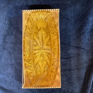 Vintage NIB 1966 Hazel Ware Gold Pattern Relish Dish